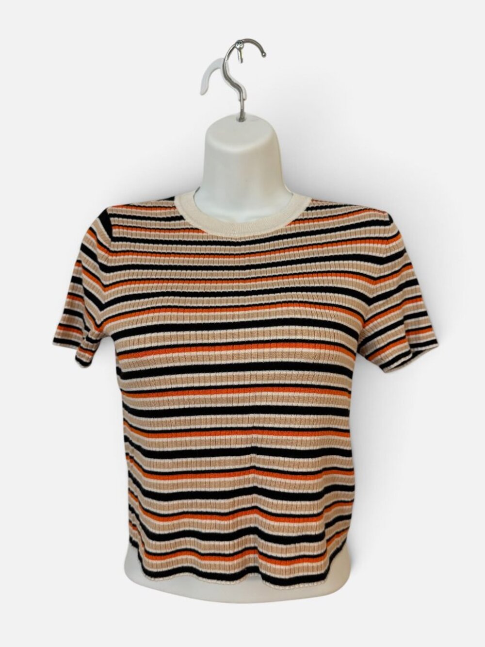 H&M Divided Striped Short Sleeve Knit Top - Size Medium